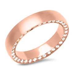 Roestvrij stalen ring Zirkonia rose goud 4.9 mm breed