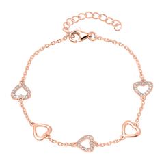 Hart armband in roségoud verguld 925 zilveren Zirkonia