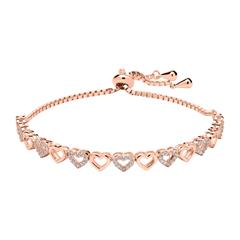 Hartvormige armband in roségoud verguld 925 sterling zilver met Zirkonia