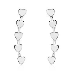 Ear climber hartjes in sterling zilver