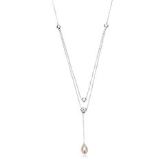 925 sterling zilveren Zirkonia zoetwaterparel ketting