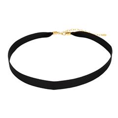 Zwarte choker 925 sterling zilver vergulde sluiting