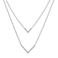 Lagen ketting in sterling zilver met Zirkonia