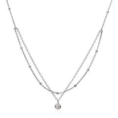 Layering ketting in 925 sterling zilver met Zirkonia