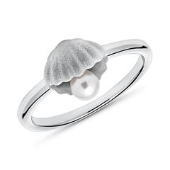 Ring schelp met parel in 925 sterling zilver