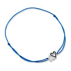 Blauwe textiel armband met zilveren element