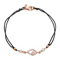 Textiel armband zilver rose goud verguld Zirkonia