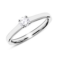 Solitaire ring in 14k witgoud met Diamant 0,25 ct.