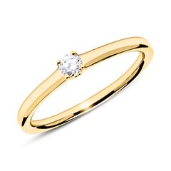 Solitaire ring in 14 karaat geelgoud met Diamant 0.10 ct.