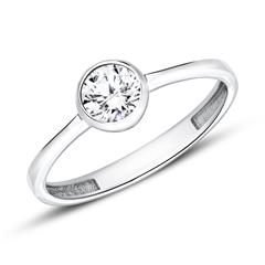 Solitaire ring in 9 karaat witgoud met Zirkonia