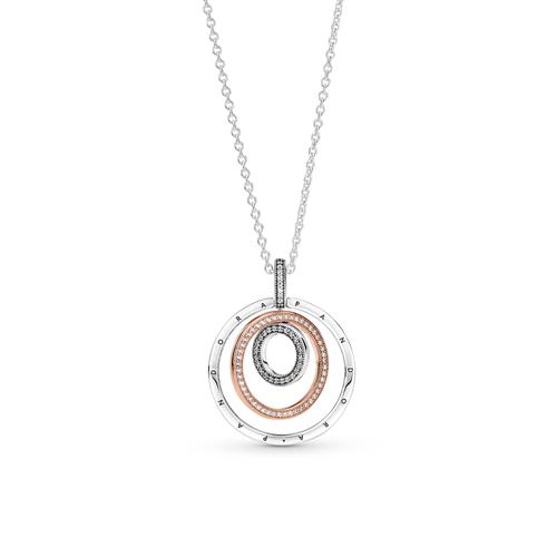 Necklace Circles For Ladies In 925 Sterling Silver, Bicolour
