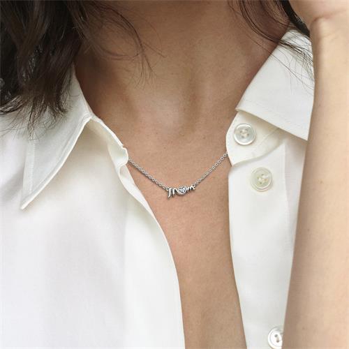 Necklace Mum In 925 Sterling Silver With Zirconia