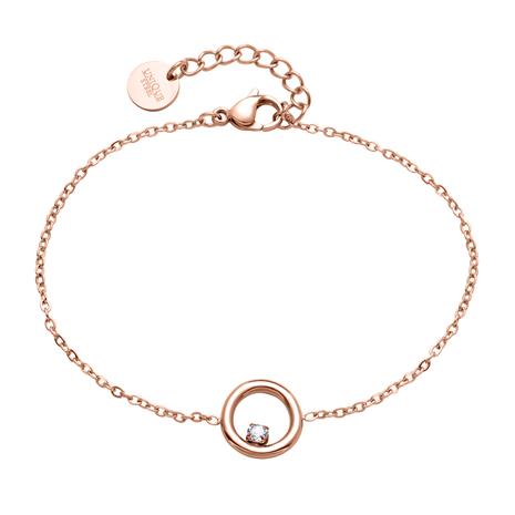 Unique Ladies' Circle Bracelet In Stainless Steel, Rosé, With Zirconia ...