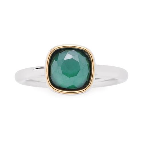 Stainless steel ring adriana for ladies with glass stone, green
