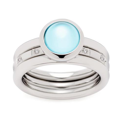 Momento stainless steel Ladies ring with glass stone, zirconia