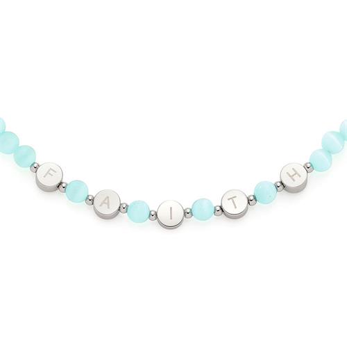 Ladies necklace danica in stainless steel and turquoise cateye beads