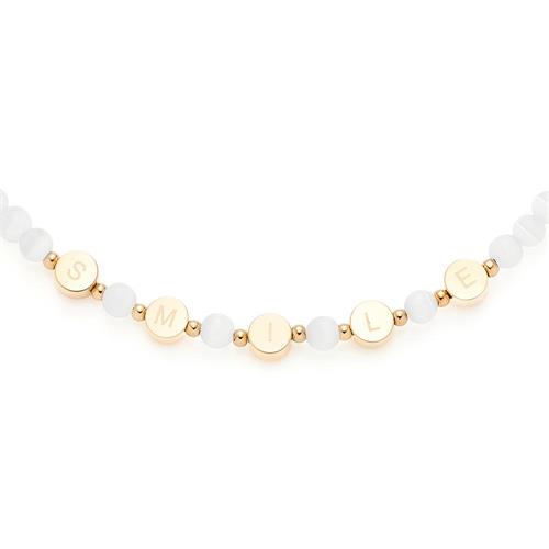 Danica necklace in white cateye beads, stainless steel, gold