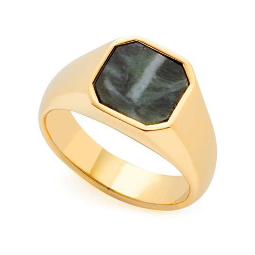 Lira ring for ladies in stainless steel with marble, IP gold