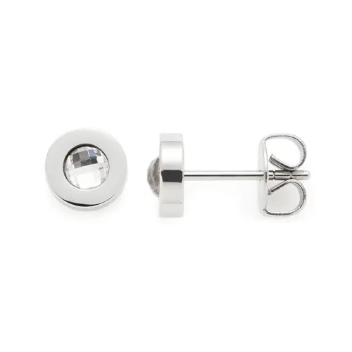 Isa summer ear studs in stainless steel with glass stone