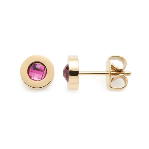 Isa summer ear studs in stainless steel, glass stone, IP gold