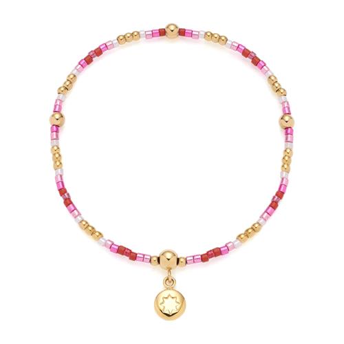 Solea Ciao bracelet, pink glass beads, stainless steel, gold