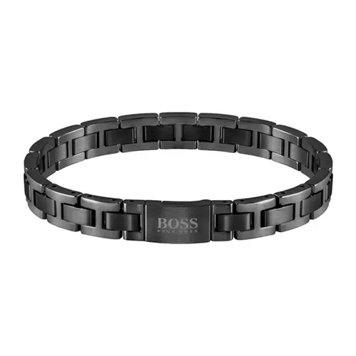 Metal link essentials bracelet in stainless steel, black