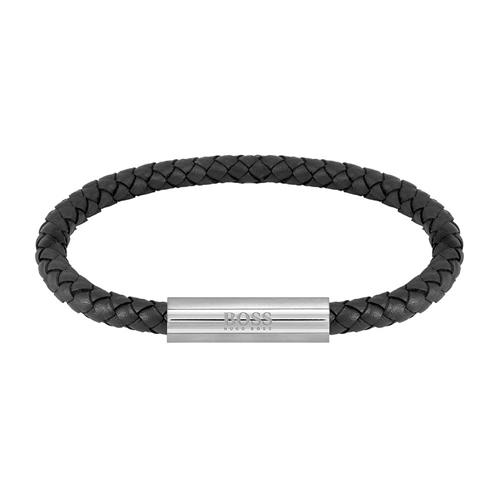 Braided leather stainless steel and leather men's bracelet