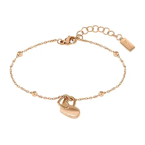 Pulsera soulmate de acero grabado con corazón, rosado IP