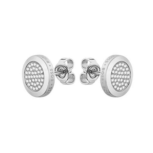 Ear studs for ladies in stainless steel with glass stones