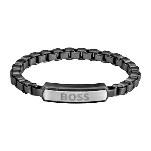 Men's engraving bracelet Devon in stainless steel, IP Black