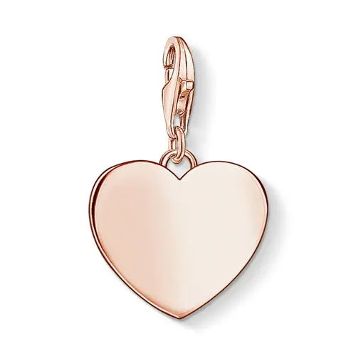 Heart charm pendant in 925 sterling silver, rose gold plated