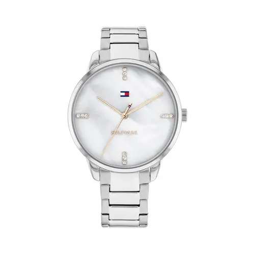 Ladies dress watch in stainless steel with mother-of-pearl