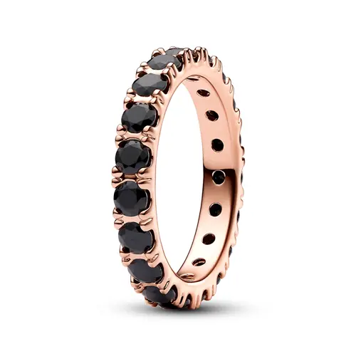 Eternity ring met zwarte kristallen, Timeless, rosé