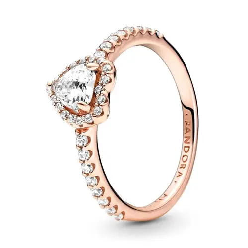 Anillo corazón para mujer con circonita rosa