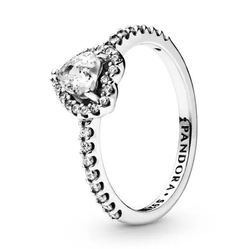 Heart ring for ladies in sterling silver with zirconia