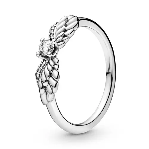 Engelenvleugels ring in sterling zilver met Zirkonia