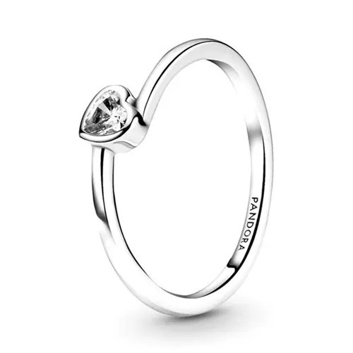 Ladies ring heart in sterling silver with zirconia