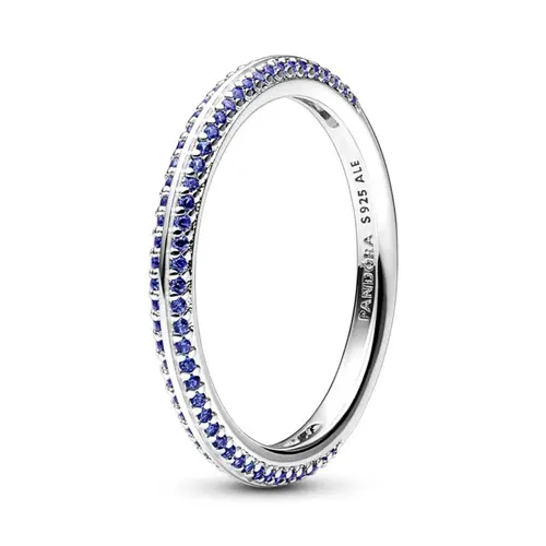 ME damesring in sterling zilver met blauwe kristallen