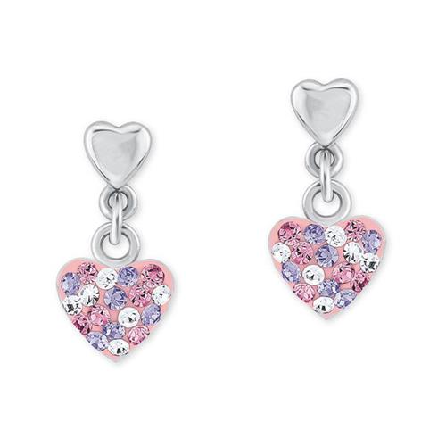 Girl earrings heart sterling silver