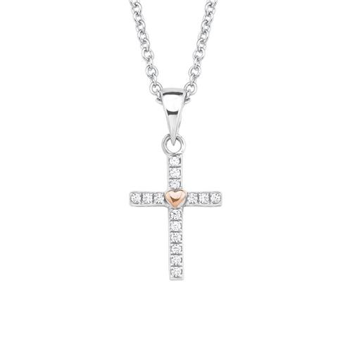 Cadena cruz para niña de plata 925 con circonitas