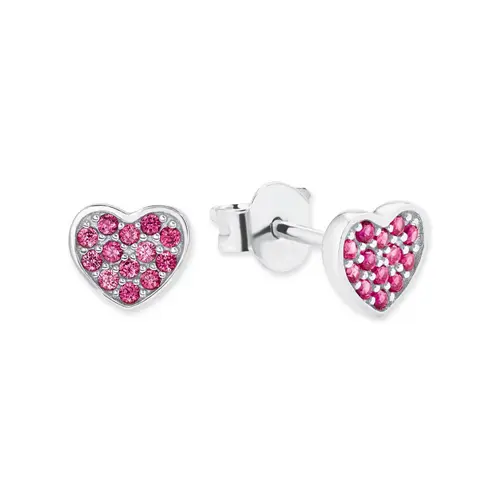 Girls earrings sterling silver heart