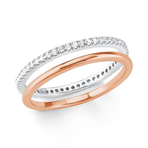 Ring set for ladies in sterling silver, rosé