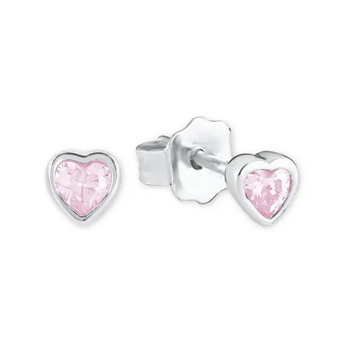 Girls earstuds pink hearts sterling silver