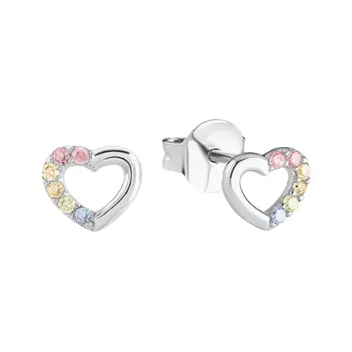 Heart stud earrings 925 silver with zirconia