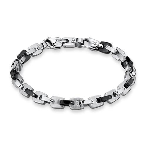 Stainless steel bracelet for men, partly blackened