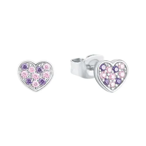 Heart stud earrings for girls in sterling silver zirconia