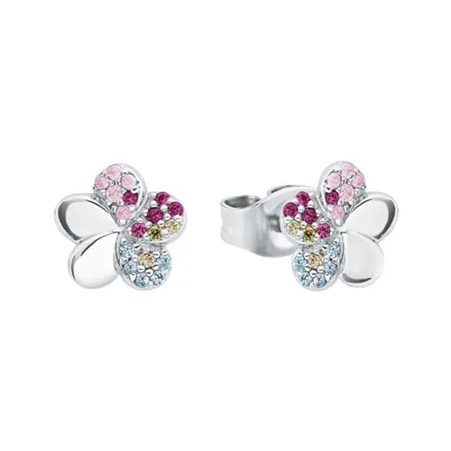 Pendientes flor de plata 925 con circonita