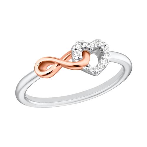 Ring for ladies in 925 silver with heart, infinity