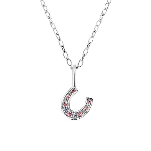 Sterling silver horseshoe necklace with cubic zirconia