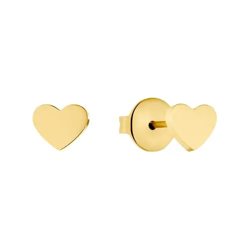 Girls' heart ear studs in gold-plated stainless steel